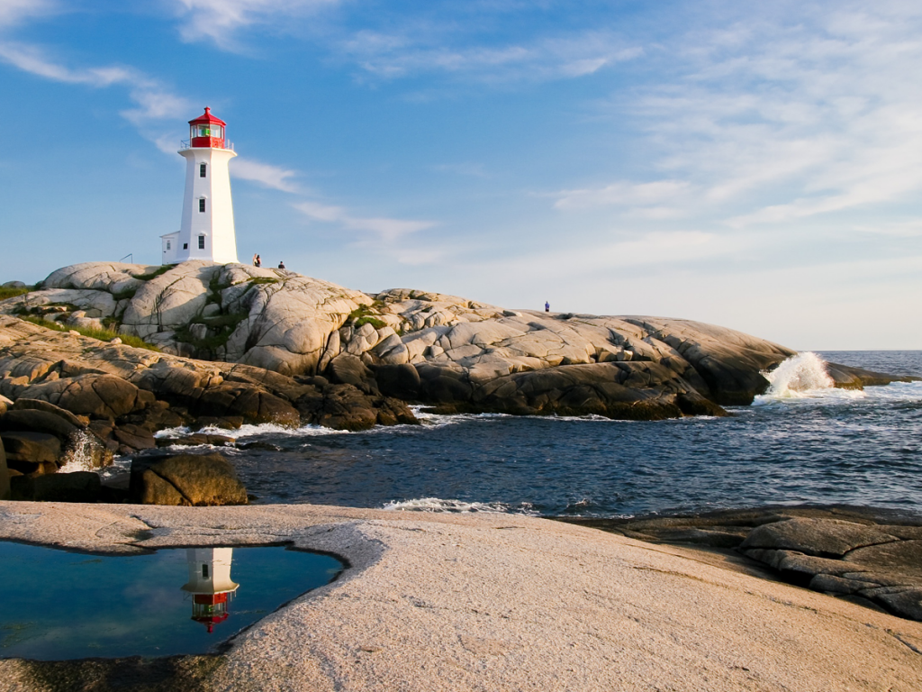 New England lanscape with lighthouse
