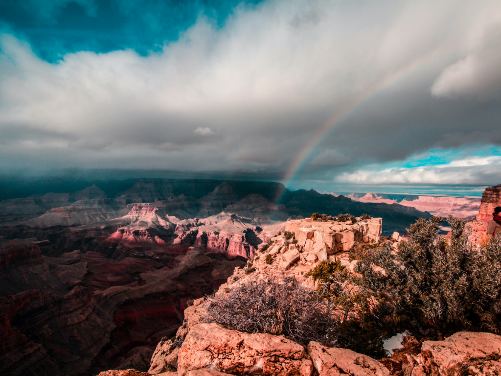 Grand Canyon landscape with rainbow