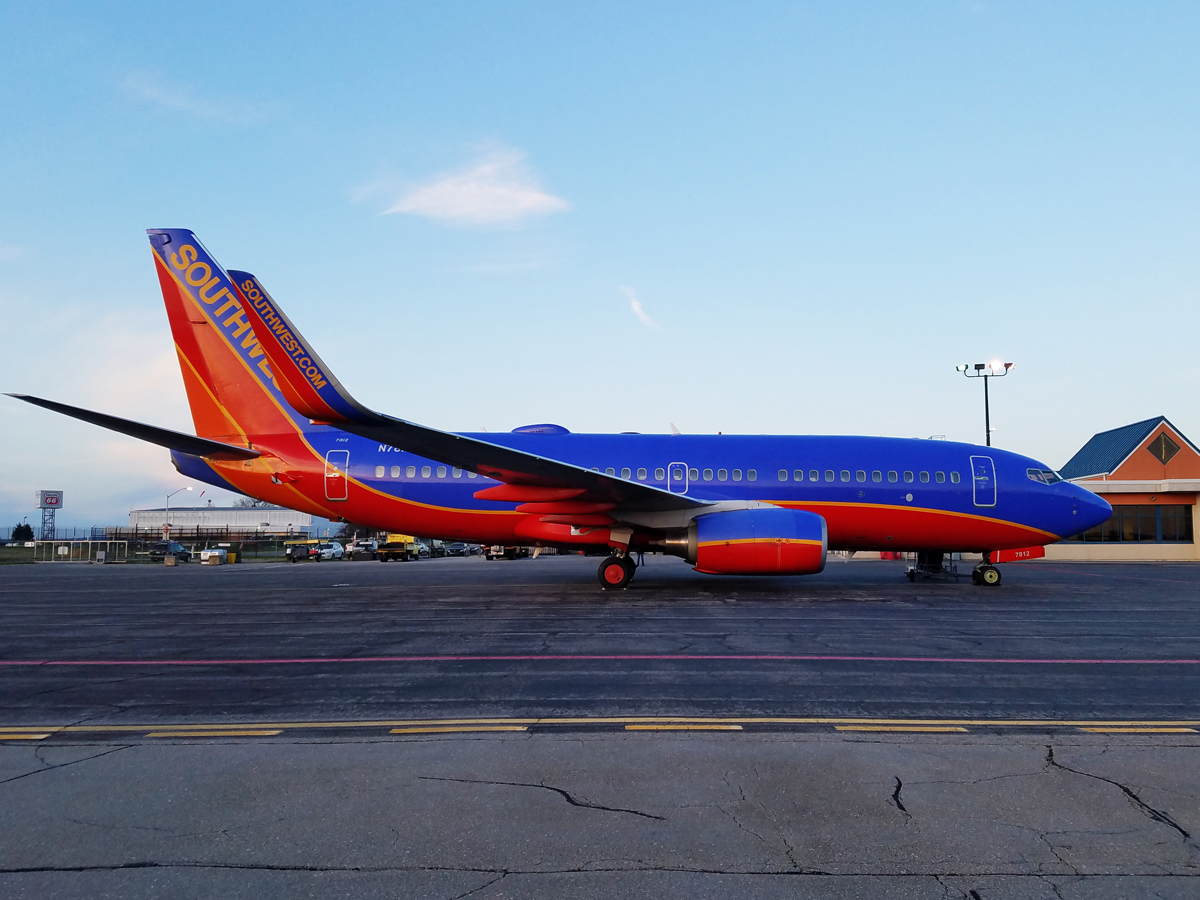 Southwest Airlines 737 at the Reading Regional Airport