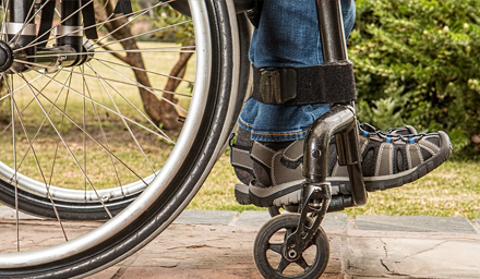 Someone sitting in a wheelchair