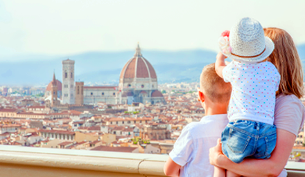 Cute family overlooking the city of Florence