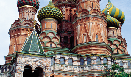 A colorful cathedral in Moscow